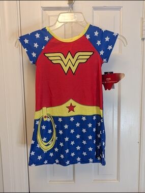 Wonder Woman Kids 2pc Sleepwear Costume Dress - Red, Blue & Yellow